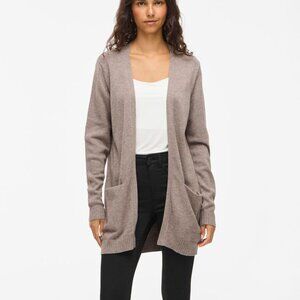 Vila Viril Basic Knitted Cardigan Oatmeal Beige Size Large